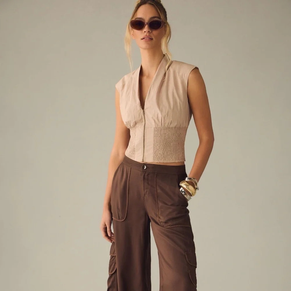 COPY - NWT Anthropologie Maeve Sleeveless Zip-Front Top "Grey" L